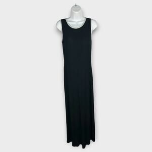 VTG Ronni Nicole by Ouida Woven Sporty Black Maxi Tank Dress White Trim Size 4